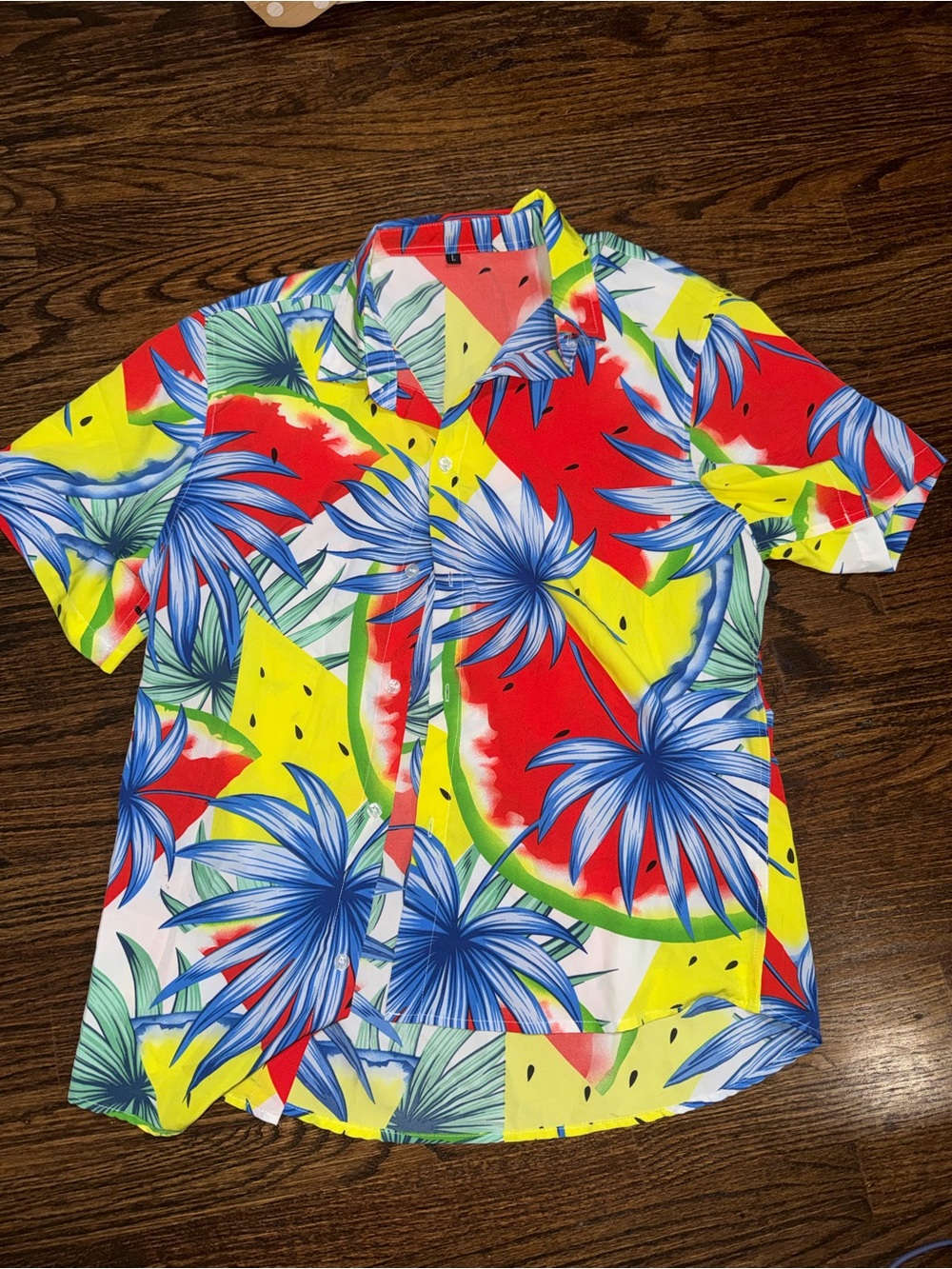 Tropical Floral Short Sleeve Shirt - Bright Red, Yellow & Blue